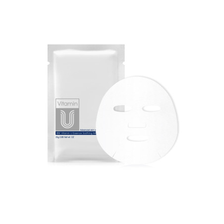 CU SKIN Vitamin U Essence Soothing Mask 25g — заспокійлива маска для чутливої зневодненої шкіри з вітаміном U, алое та