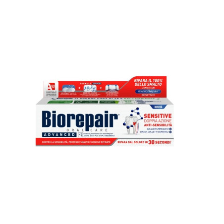 Професійна зубна паста Biorepair Advanced Sensitive 75ml — зниження чутливості, антибактеріальний комплекс, рідка емаль —