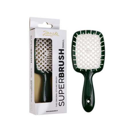 Щітка для волосся JANEKE SUPERBRUSH SMALL смарагдова з білим — запатентована форма стільників, делікатне розчісування, масажний