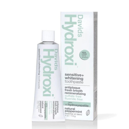 Преміальна зубна паста Davids Hydroxi Sensitive+ Whitening 113g — заповнення мікротріщин емалі, 100% натуральний склад, без