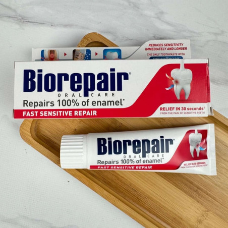 Зубна паста Biorepair Fast Sensitive Repair 75ml — запечатування дентинних канальців, регенерація емалі, антибактеріальна дія,