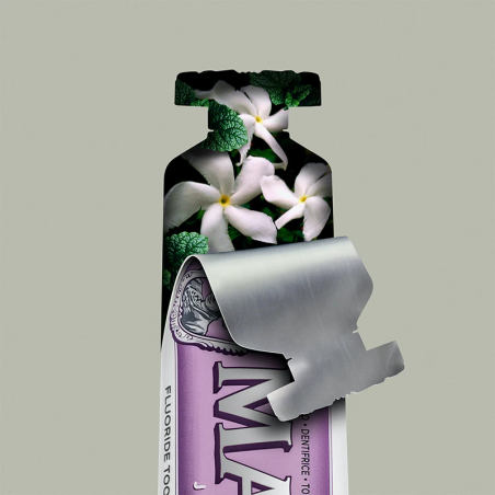 Професійна зубна паста Marvis Jasmin Mint Toothpaste 25 ml — зміцнення емалі фтором, ретро-дизайн, вишуканий післясмак —