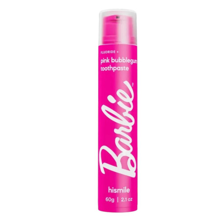 Зубна паста Hismile Barbie Pink Bubblegum Toothpaste 60g — ефективне очищення, зміцнення емалі, смак рожевої жуйки, здоров'я