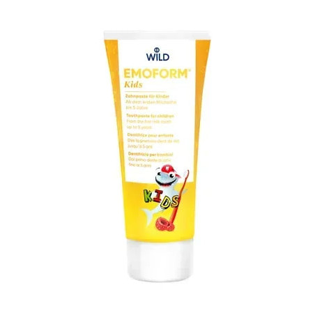 Дитяча зубна паста Dr.Wild Emoform Kids 75ml з безпечним фтором та смаком малини для дітей від 0 до 5 років — вигляд товару