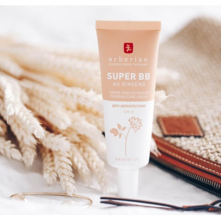 Erborian Super BB Cream CLAIR SPF 20 40 ml — корекція проблемної шкіри, ніацинамід, екстракт женьшеню, для світлої шкіри,