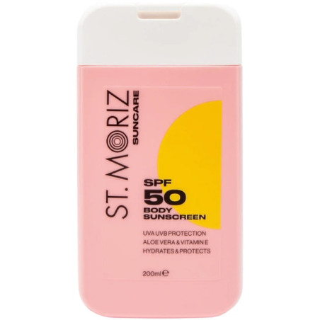 Лосьйон St.Moriz SPF 50 Body Sunscreen 200ml — захист від UVA/UVB, алое вера, вітамін Е, вигляд товару