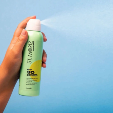 Спрей St.Moriz SPF 30 Body Spray 200ml — рівномірне розпилення, без білих слідів, аплікація