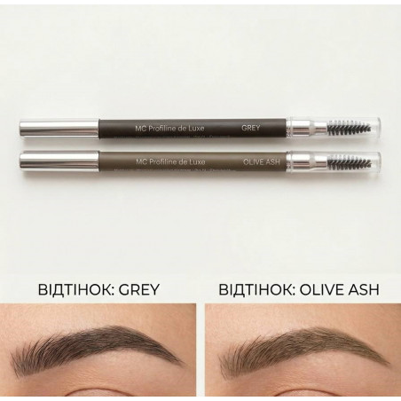 Олівець пудровий для брів Miss Claire ProfLine de Luxe Water-Resistant Eyebrow pencil Grey — фото 2
