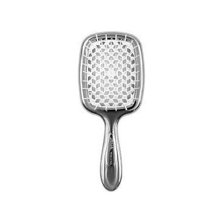 Щітка для волосся JANEKE SUPERBRUSH срібна з білим — спеціально закруглені кінчики, делікатний масаж, не електризує — вигляд
