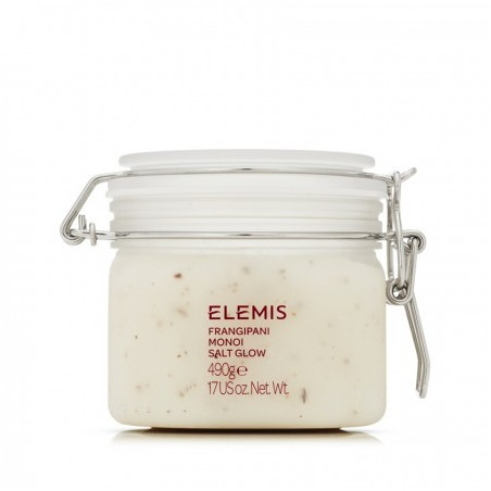 Сольовий скраб для тіла ELEMIS Frangipani Monoi Salt Glow 490g — з ароматом франжипані, інтенсивно зволожує — упаковка