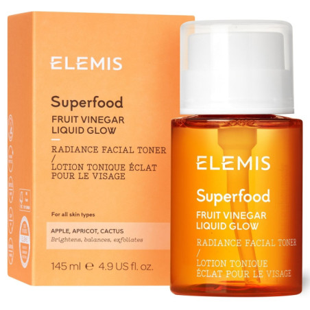 ELEMIS Superfood Fruit Vineger Liquid Glow 145ml — відновлення мікробіому шкіри, екстракт опунції, фруктові оцти, освіжаючий