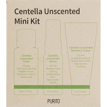 Purito Centella Unscented Mini Kit — комплексне заспокоювання, зволоження, зміцнення захисних функцій, компактні флакони —