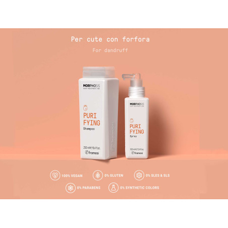 Заспокійливий шампунь проти лупи Framesi Morphosis Purifying з екстрактом Chinotto, олією чайного дерева, клімбазолом 250ml —