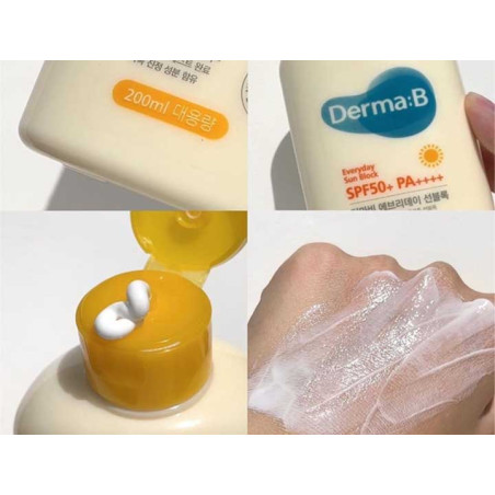DermaB Everyday Sun Block SPF50+ 200ml — захист від UVA та UVB променів, псевдоцераміди, зміцнення бар'єру шкіри, пом'якшення —