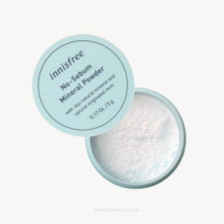 Innisfree No-sebum mineral powder 5g — матуюча мінеральна пудра для жирної шкіри, екстракт ментолу, камелії, безбарвна —