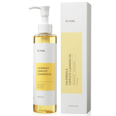 IUNIK Calendula Complete Cleansing Oil 200ml — гідрофільна олія для чутливої шкіри, екстракт календули, олії жожоба, макадамії