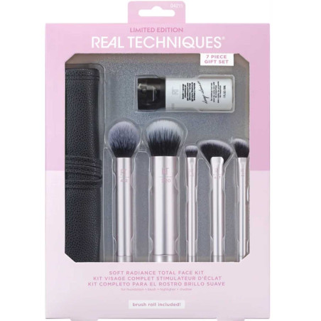 Real Techniques Limited Edition Soft Radiance Total Face Makeup Brush Set 7 — набір для макіяжу, пензлі для освітлювача,