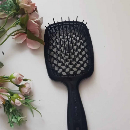 Щітка для волосся JANEKE SUPERBRUSH SMALL чорна — делікатний масаж, не електризує, для всіх типів волосся, гнучкі нейлонові