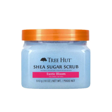 Скраб для тіла Tree Hut Exotic Bloom Sugar Scrub 510g — масажні рухи на вологій шкірі, ретельне змивання, гладка та сяюча шкіра