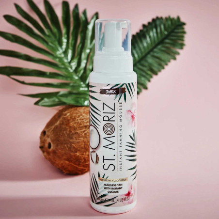 Автобронзатор-мус St. Moriz Coconut Instant Tanning Mousse Dark 300ml — гладка шкіра як шовк, без смуг, тривалість 3-7 днів —