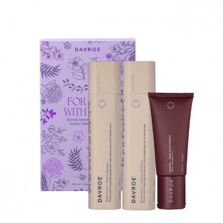 Лімітований набір Davroe Blonde Senses Replenish 3 шт — шампунь, кондиціонер, крем з жожоба для світлого волосся — вигляд товару