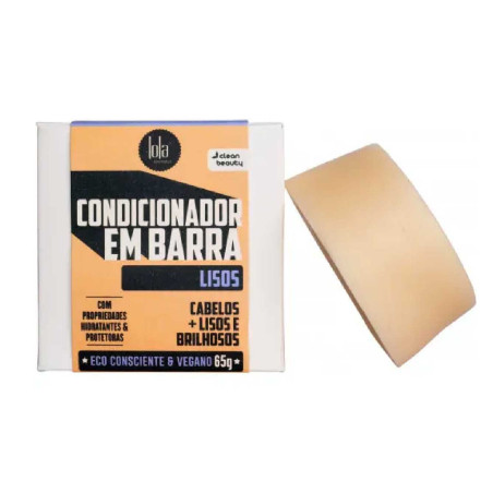 Сухий кондиціонер для прямого волосся Lola Cosmetics Condicionador em Barra Lisos 65g — з екстрактом льону, водоростей,