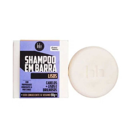Сухий шампунь Lola Cosmetics Shampoo em Barra Lisos 90g — з екстрактом льону, водоростей, касторовою олією, для прямого волосся