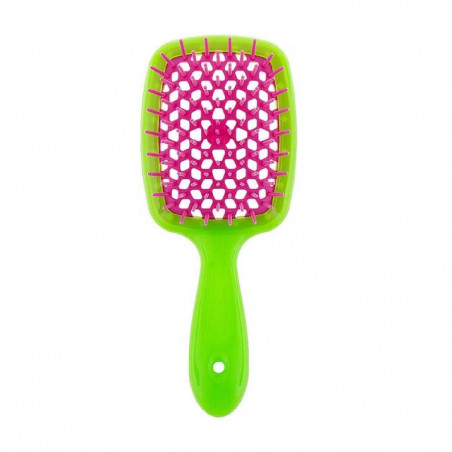 Щітка для волосся JANEKE SUPERBRUSH SMALL салатова з малиною — делікатний масаж голови, легке розплутування, не електризує, для