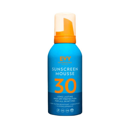 EVY Technology Sunscreen Mousse SPF30 100ml — водостійкий, хімічні фільтри, антиоксиданти, вітаміни Е, С, для блідої шкіри —
