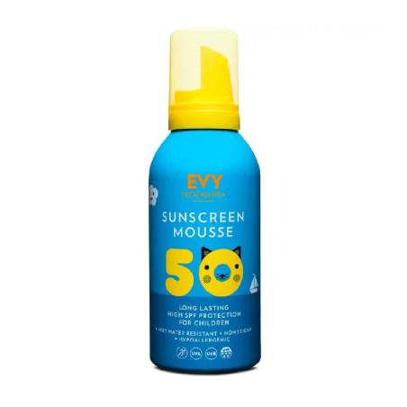 EVY Technology sunscreen mousse kids spf 50 150ml — гіпоалергенний, водостійкий, для дітей та немовлят, зміцнює шкірний бар'єр