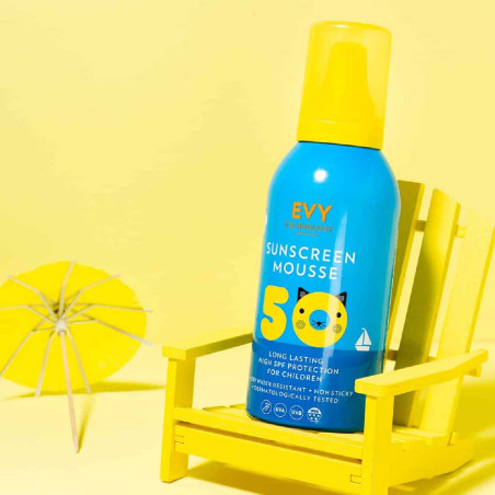 EVY Technology sunscreen mousse kids spf 50 150ml — захищає від UVB-променів, блокує 98%, протидіє сонячній екземі, захист від