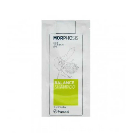 Себорегулювальний шампунь Framesi Morphosis Balance Shampoo 15ml — цинк PCA, вітамін B6, екстракт лимона, жирна шкіра голови —