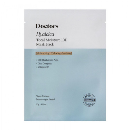 Тканинна маска Doctors Hyalcica Total Moisture 10 D Mask Pack 20g — гіалурон. кислота, аденозин, пантенол, алантоїн, центела —