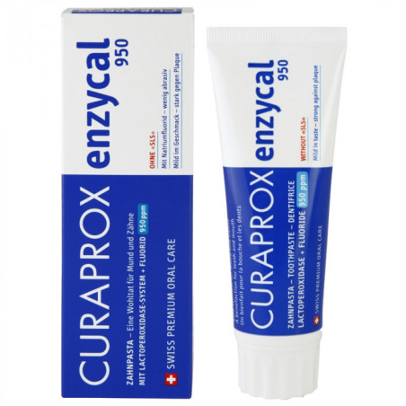 Професійна зубна паста Curaprox Enzycal 950 75ml — з фтором, ферментами, захист від захворювань ротової порожнини, для чутливих