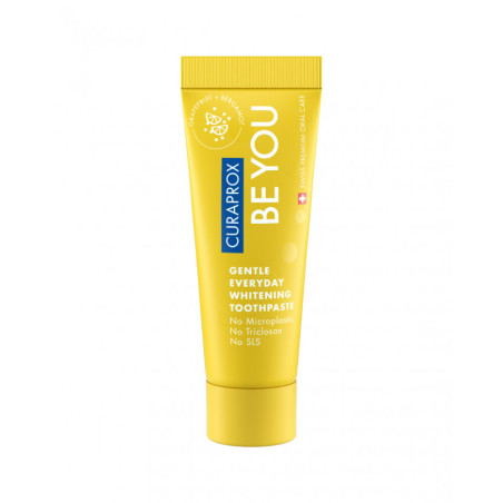 Відбілююча зубна паста Curaprox Be You Grapefruit 10ml — зі смаком грейпфрута, фтором, ферментами, м'яке відбілювання — упаковка