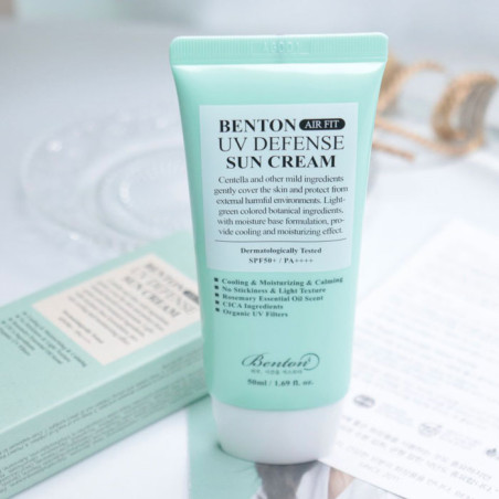 Benton Air Fit UV Defense Sun Cream SPF50+/PA++++ 50 ml — захист від UVA-UVB, ніжна текстура без липкості, екстракт центелли,