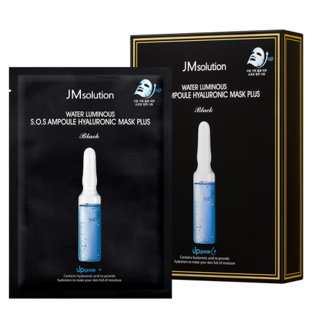 JMsolution Water Luminous SOS Ampoule Hyaluronic Mask plus 30ml — інтенсивно зволожуюча тканинна маска, гіалуронова кислота,