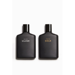 ZARA MAN GOLD + MAN SILVER 2*100ml — дві пляшки парфуму, золотий та срібний флакон, для чоловіків — упаковка