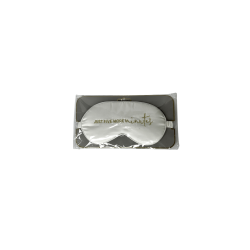 Маска для сну Matalan Sleeping mask білого кольору — з вишитим золотими нитками написом, з атласу, для комфортного сну — вигляд