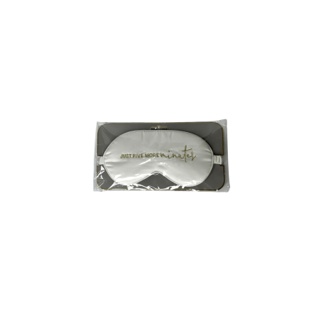 Маска для сну Matalan Sleeping mask білого кольору — з вишитим золотими нитками написом, з атласу, для комфортного сну — вигляд