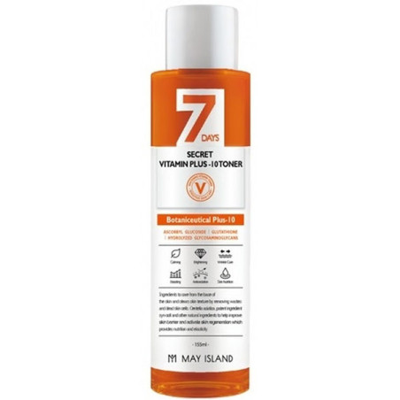 Тонер May Island 7 Days Secret Vita Plus-10 Toner 155ml — вітаміни C, освітлення, підтримка рН-балансу, для тьмяної шкіри — фото