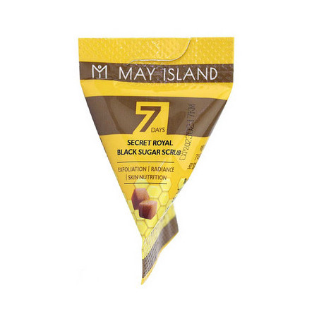 MAY ISLAND 7 Days Secret Royal Black Sugar Scrub, 5 гр — цукровий скраб-пірамідка з екстрактом меду, відлущування, усунення