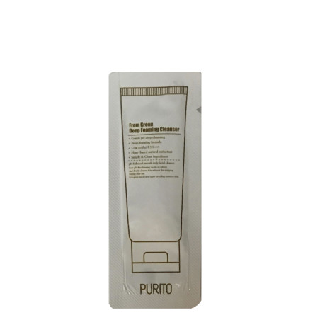 Purito From Green Deep Foaming Cleanser — пінка для глибокого очищення з центеллою та зеленим чаєм, м'яке зняття макіяжу, для