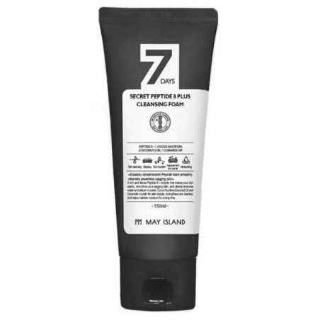 Омолоджуюча пінка MAY ISLAND 7 Days Secret Peptide 8 Plus Cleansing Foam 150ml з пептидним комплексом, для щоденного очищення,