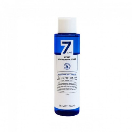 May Island 7 Days Secret 4D Hyaluronic Toner 155ml — глибоке зволоження для сухої та чутливої шкіри, з 4 видами гіалуронової