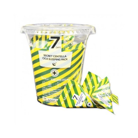 May Island 7 Days Secret Centella Cica Sleeping Pack 5g×12 шт — набір зволожуючих нічних масок з центелою та олією соняшника —
