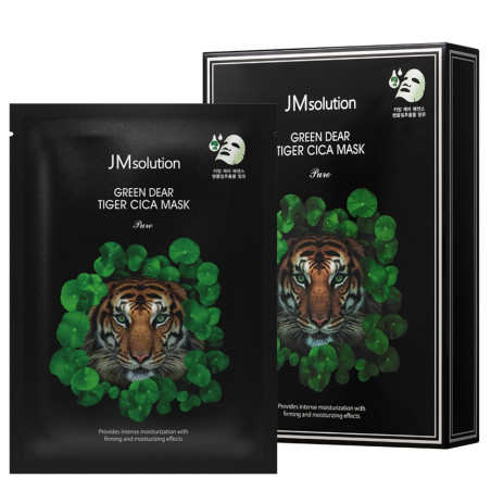 Регенеруюча тканинна маска JMsolution Green Dear Tiger Cica Mask 30ml — екстракт центелли, пантенол, зволоження — упаковка