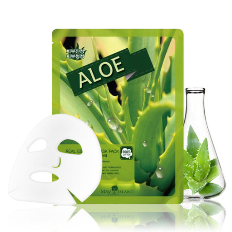 May Island Real Essence Mask Pack Aloe 25ml — тканинна маска, екстракт алое, для активного зволоження, заспокоєння, всі типи