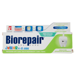 Зубна паста Biorepair Junior 75ml — відновлення емалі, без фтору, для дітей 6-12 років, з вітаміном E — вигляд товару