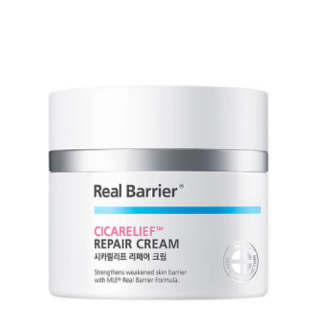 Real Barrier Cicarelief Cream 50g — ламелярний крем для чутливої шкіри обличчя, мадекасосид, каламін, центела, упаковка